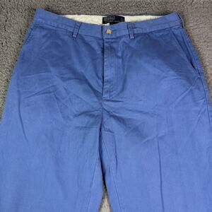 Vintage Polo Ralph Lauren Pants Mens 34x32 Blue Chino Flat Front Preppy Y2K
